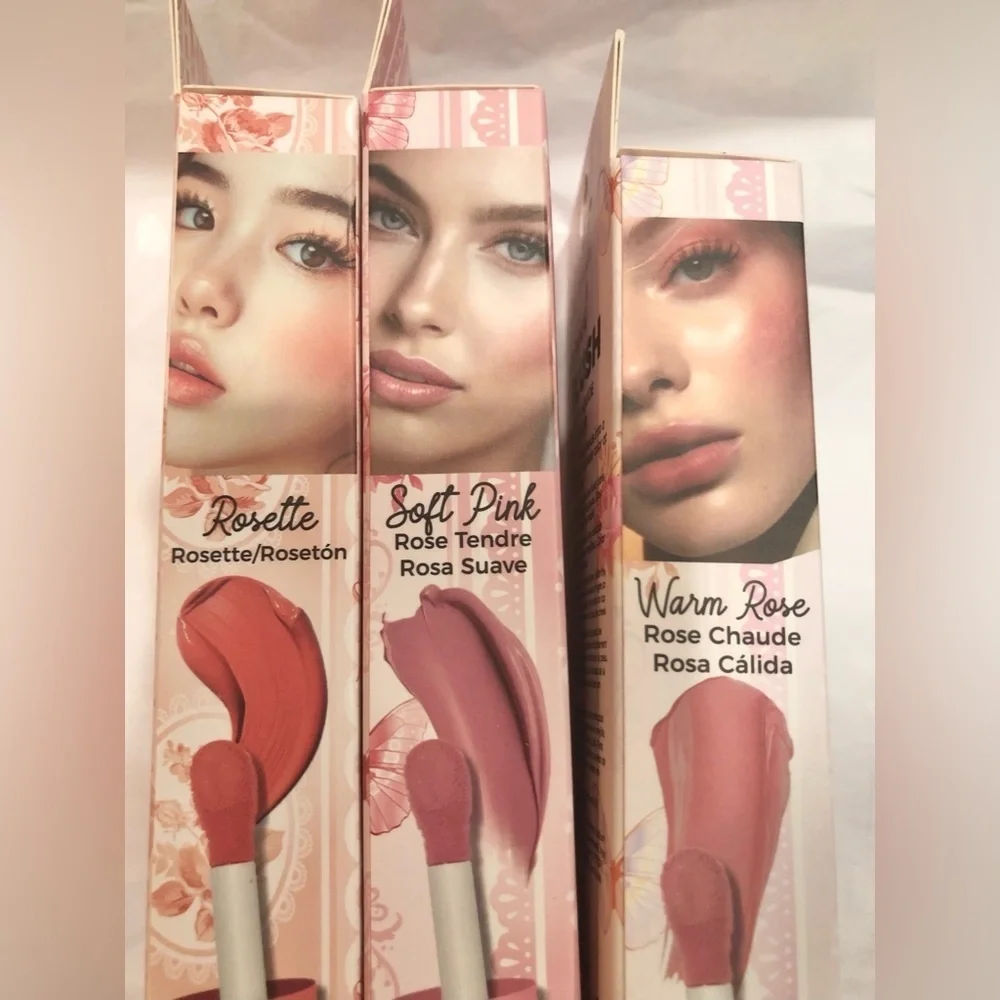 3pack hydrating liquid blush bundle in soft pink, warm‎ rose and rosette new
